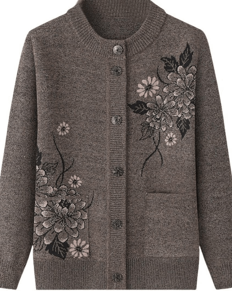 Haven - Gezellige gebreide cardigan met bloemenmotief