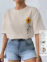 Agathe - Geborduurd Bloemen T-shirt voor dames