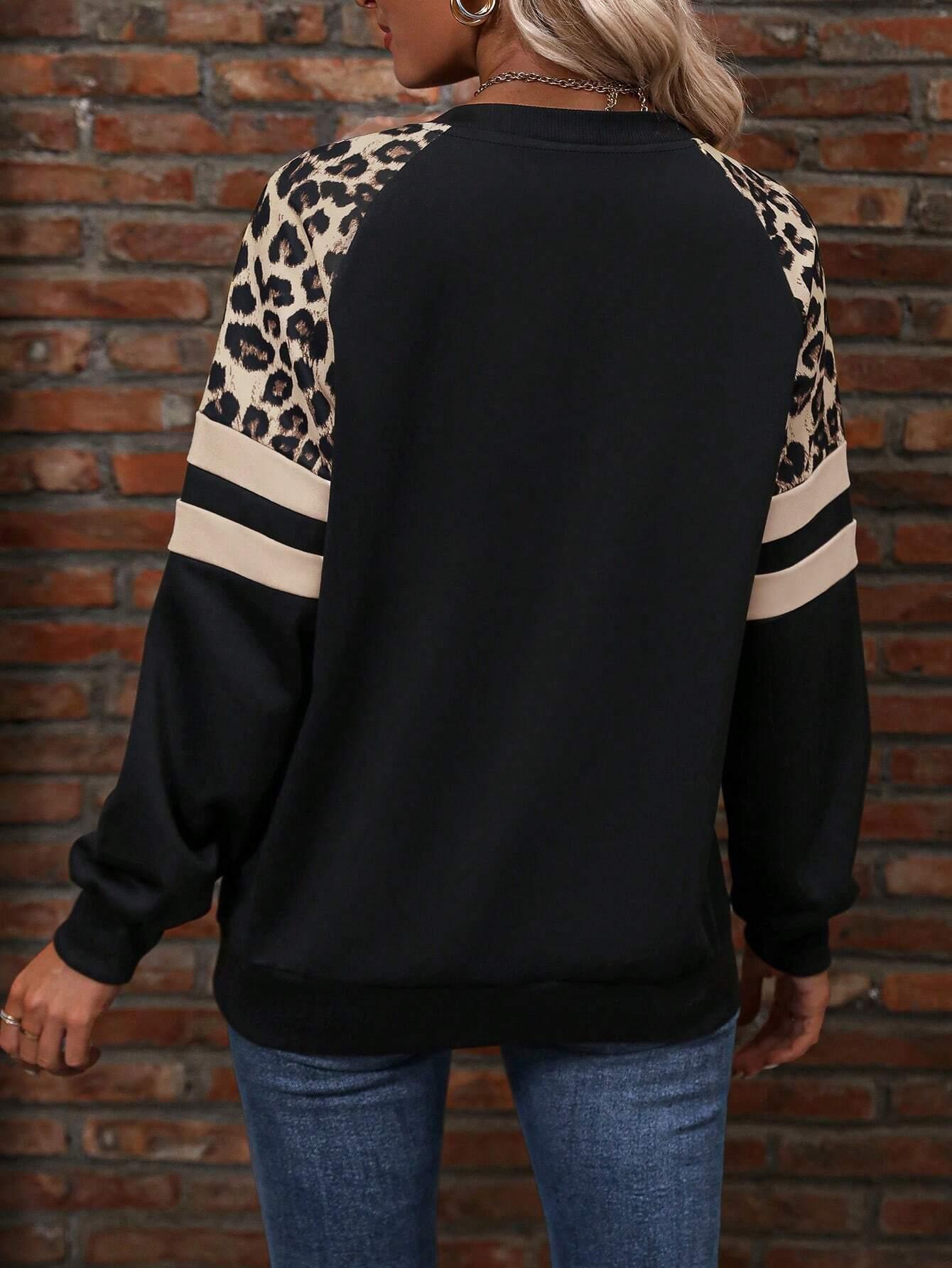 Luminita - Sweatshirt met luipaardprint en strepen voor dames