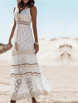 Gaia - Boho Kant Maxi Jurk voor Vrouwen