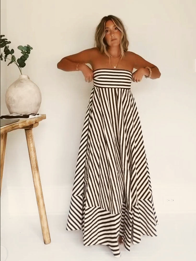 Viola - Strapless Gestreepte Maxi Dress voor Vrouwen