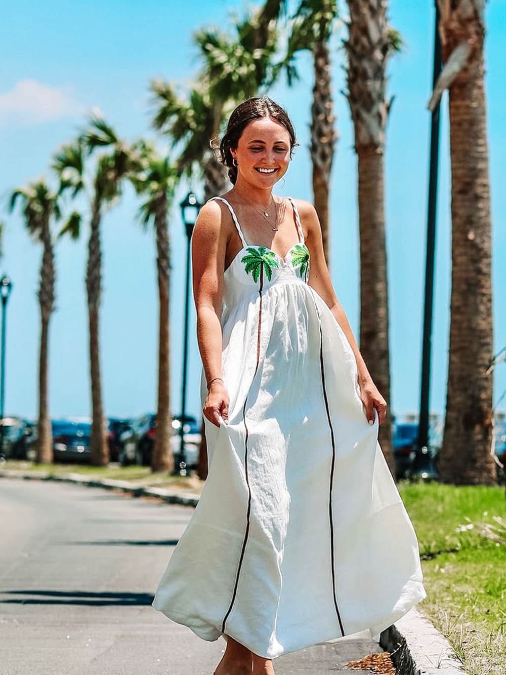 Anđelina - Zomerjurk met palmmotief voor dames