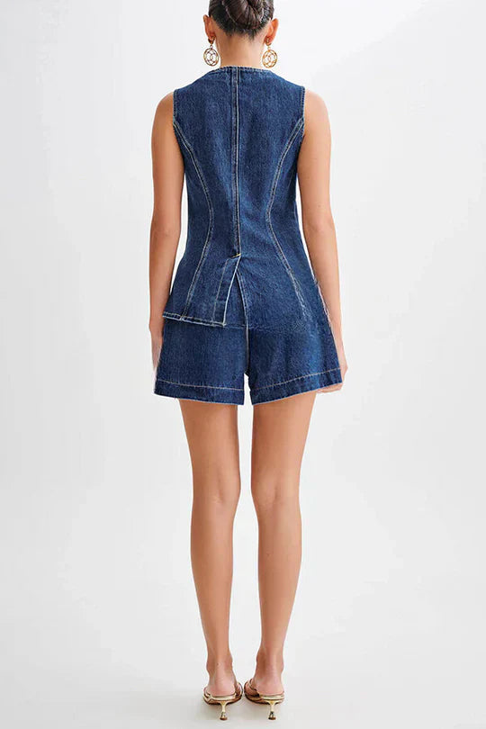 Hilaria - Mouwloos Denim Vest met Knoopsluiting voor Vrouwen