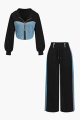 Ysabel - Trendy Denim Contrast Tweedelige Set voor dames