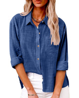 Christelle - Casual Linnen Button-Up Shirt met lange mouwen voor dames