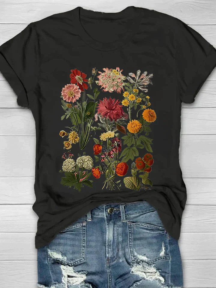 Luba - Vintage bloemen grafisch T-shirt voor dames