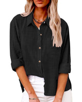 Christelle - Casual Linnen Button-Up Shirt met lange mouwen voor dames