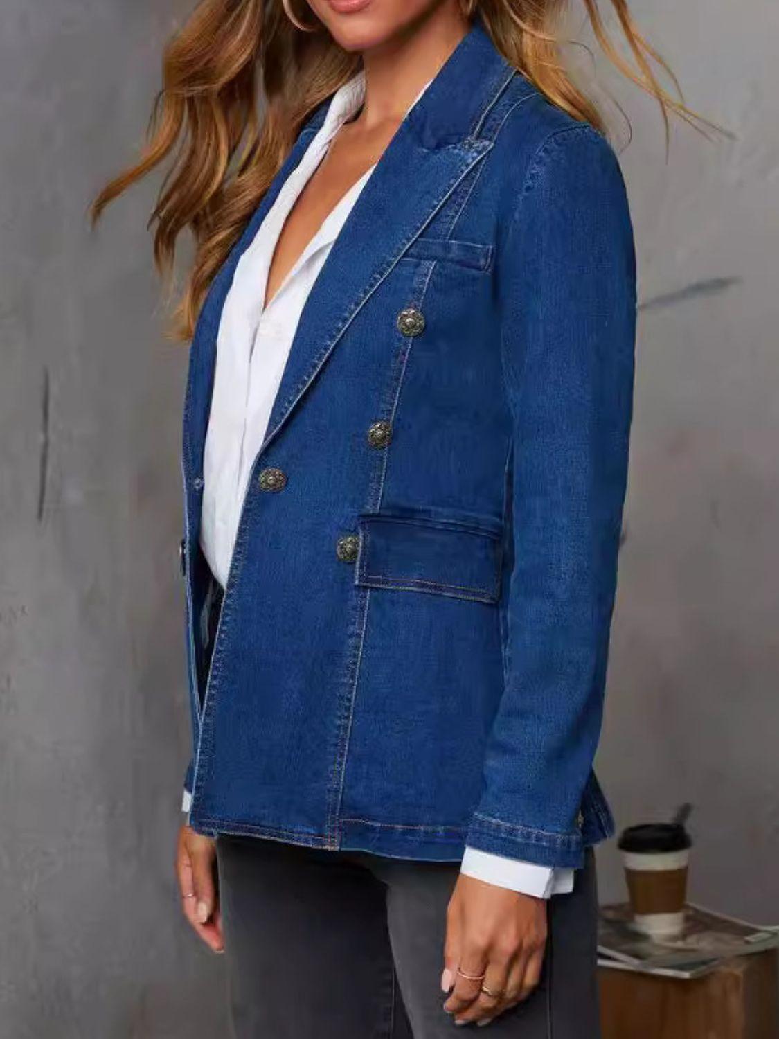 LUXELLA – Klassieke Denim Jas met Kraag en Lange Mouwen