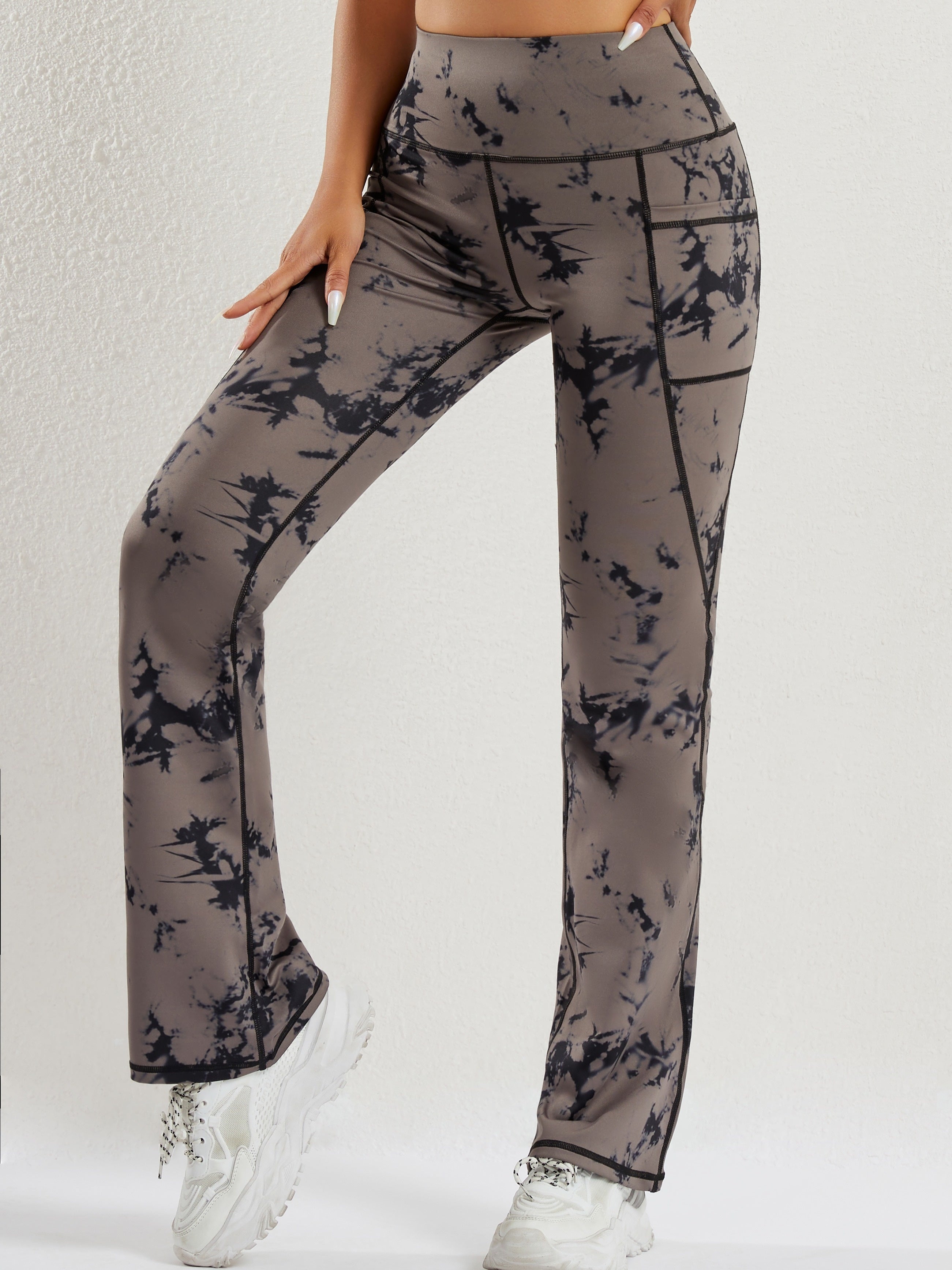 Libuše - High-Waisted Tie-Dye Flared Yoga Broek voor dames