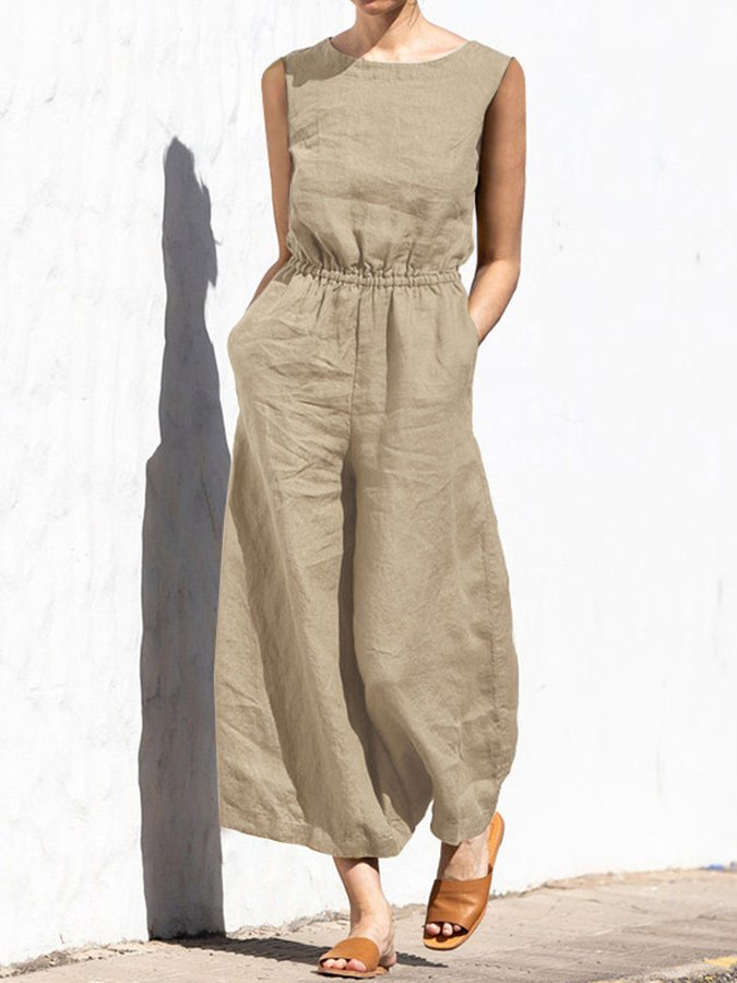 Mariola - Casual Mouwloze Jumpsuit met Elastische Taille voor Vrouwen