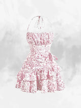 Isidora - Floral Halterneck Ruffle Mini Dress voor dames