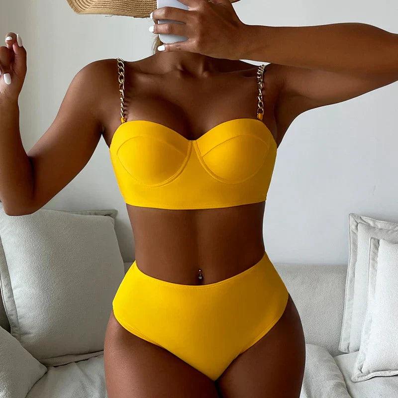 Rosie - chic high-waisted padded bikini set