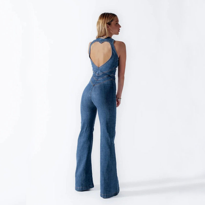 Hannelore - Denim jumpsuit met ritsdetail voor dames