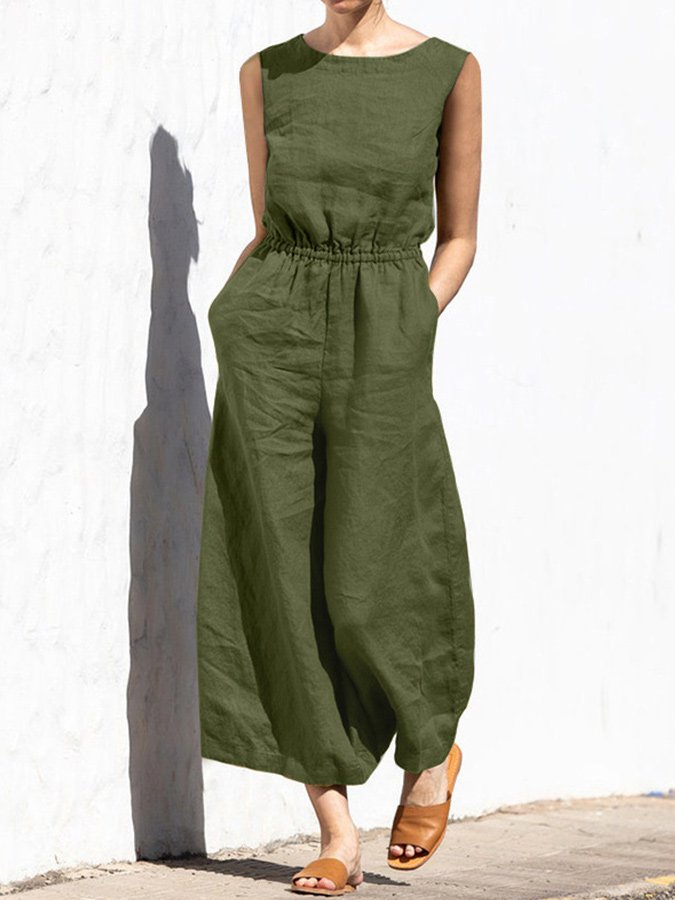 Mariola - Casual Mouwloze Jumpsuit met Elastische Taille voor Vrouwen