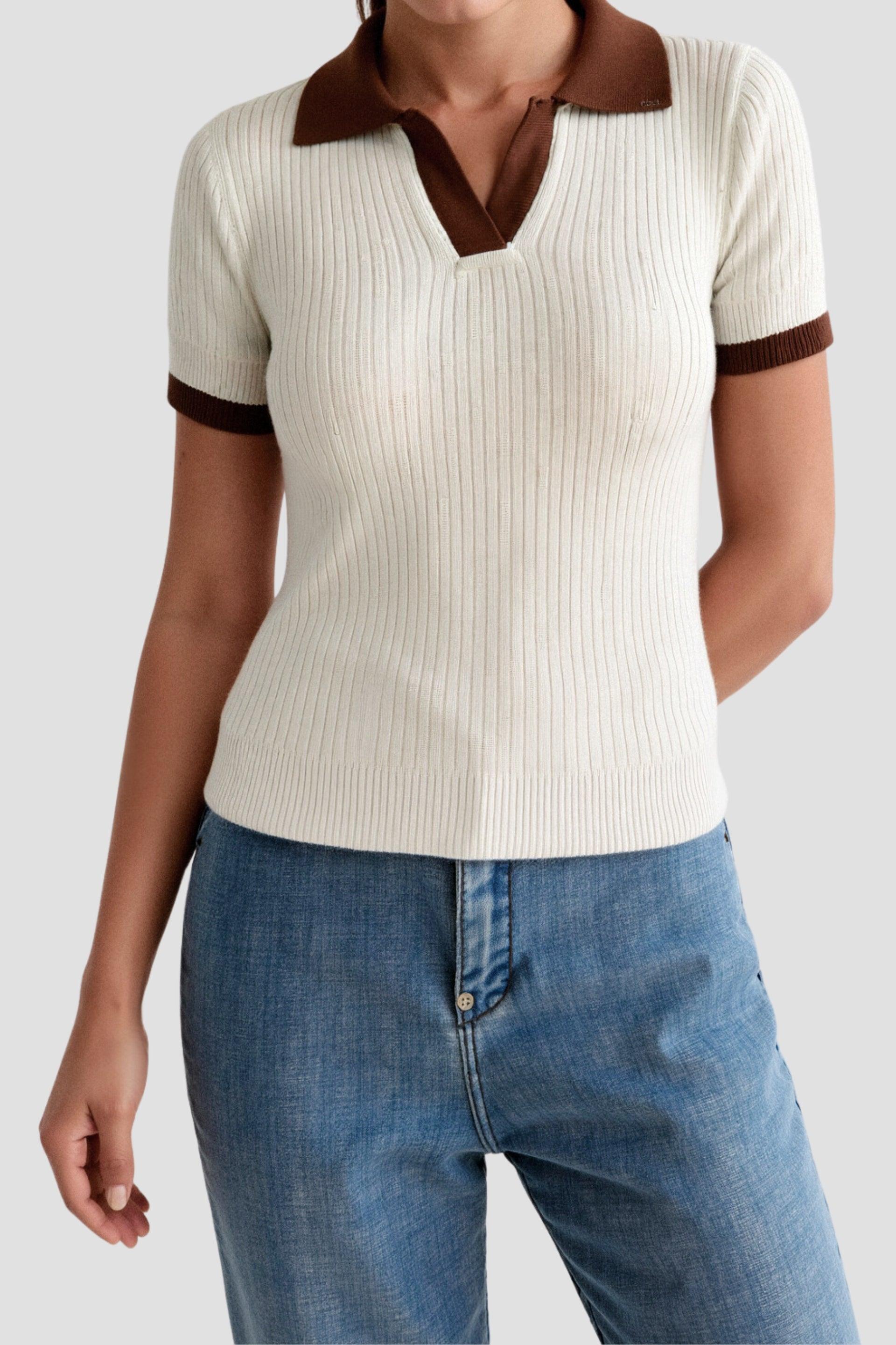 CAMILLE – Elegante Poloshirt, Notched Kraag en Gebreide Comfort