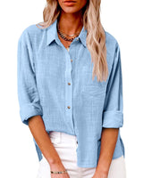 Christelle - Casual Linnen Button-Up Shirt met lange mouwen voor dames