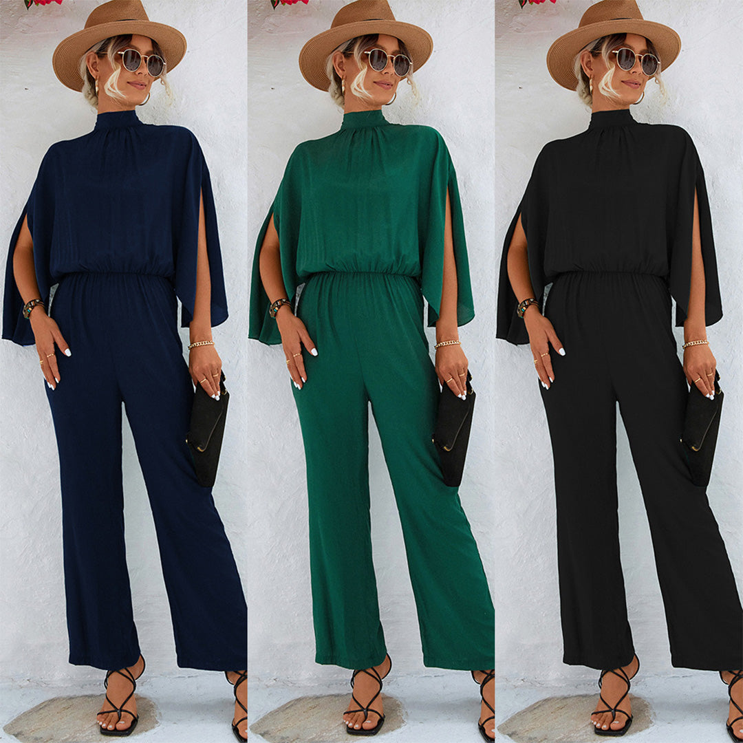 Ekatarina - Elegante wijd uitgesneden jumpsuit met hoge hals voor dames