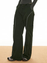 Azura - Trendy Broek met Contrasterende Piping en Kordelriem