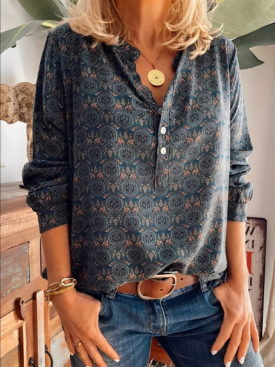 Manja - Bloemenprint Button-Up Blouse voor dames