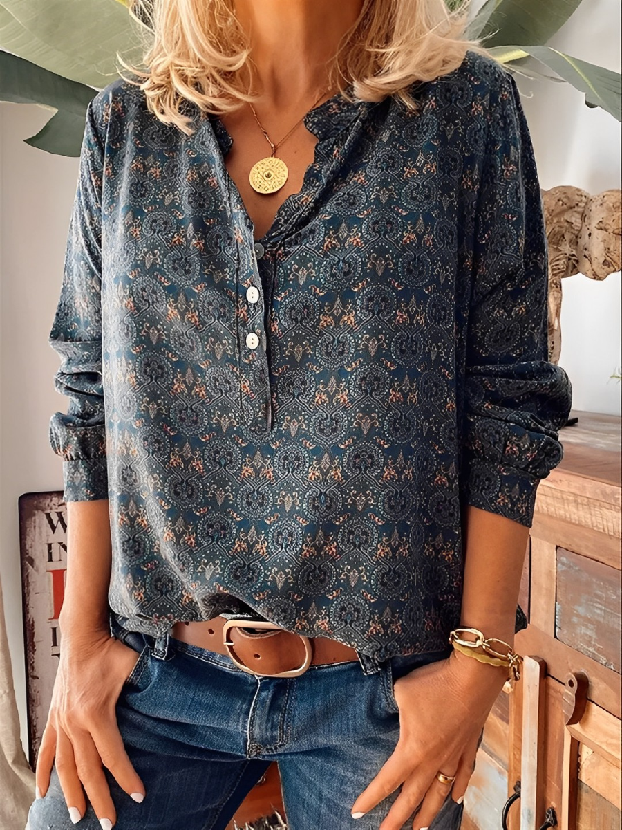 Manja - Bloemenprint Button-Up Blouse voor dames