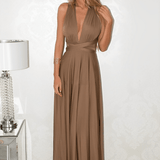 ELISE – Stijlvolle Convertible Maxi Jurk met Halter- en Strikdetail