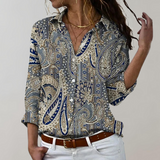 Afina - Paisley Print Knopenblouse voor Dames