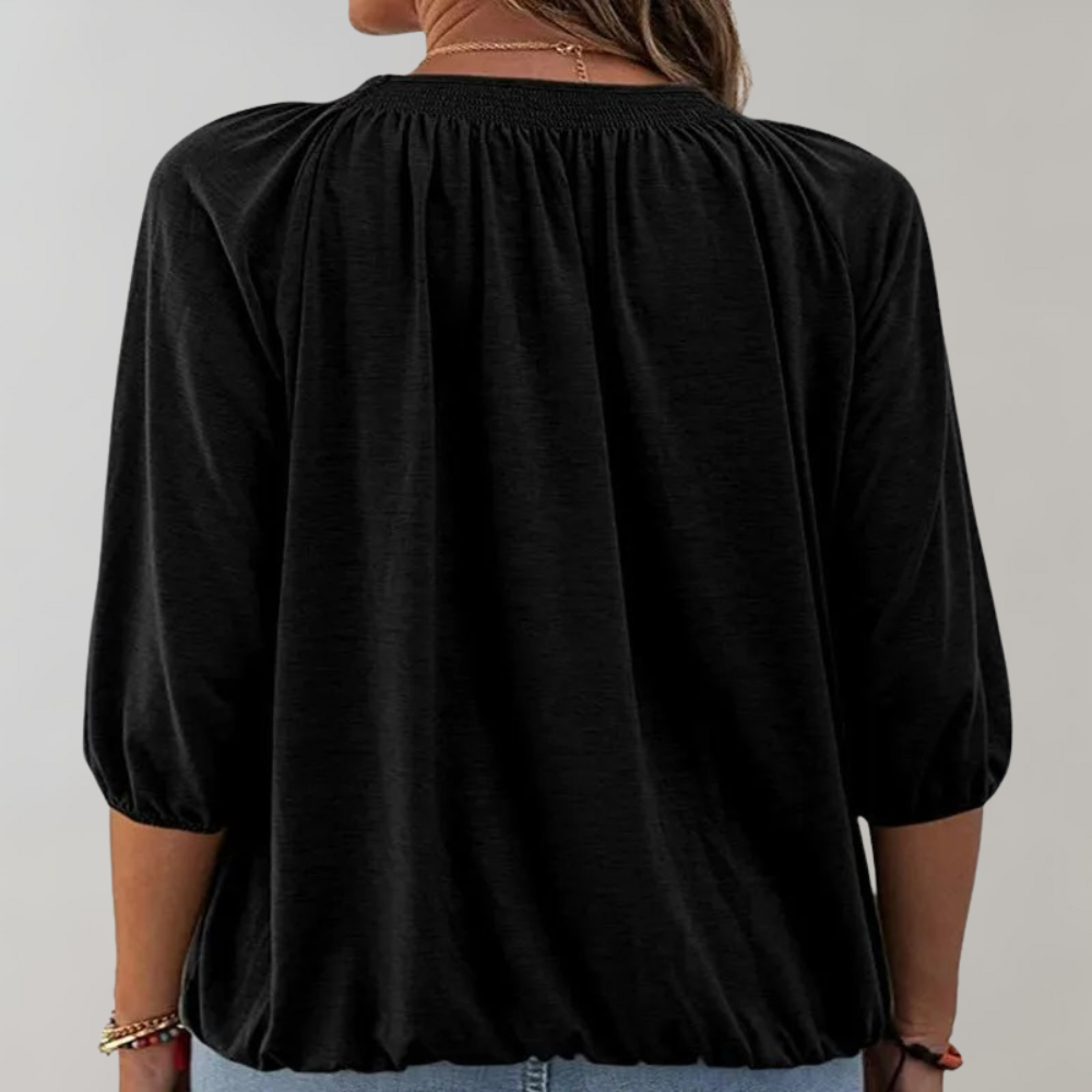 Zorka - Gesmokte Hals Pofmouw Blouse voor dames