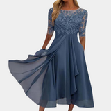 Draga - Elegante Kanten Chiffon Midi Jurk voor dames