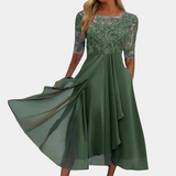 Draga - Elegante Kanten Chiffon Midi Jurk voor dames