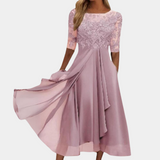 Draga - Elegante Kanten Chiffon Midi Jurk voor dames