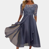 Draga - Elegante Kanten Chiffon Midi Jurk voor dames