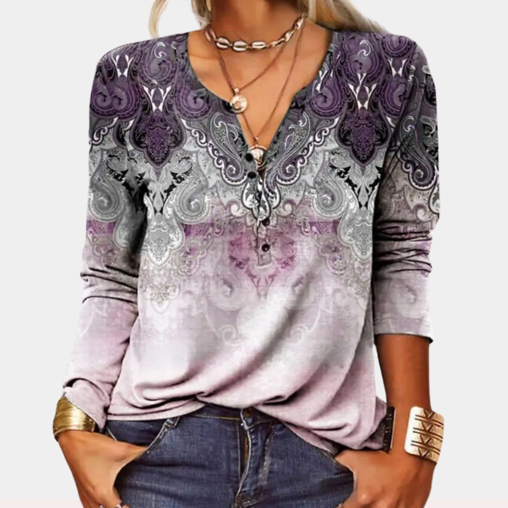 Fleur - Boho Paisley Blouse met kleurverloop voor dames