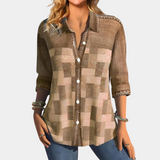 Margareta - Casual Button-Up Patchwork Blouse voor dames