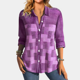 Margareta - Casual Button-Up Patchwork Blouse voor dames