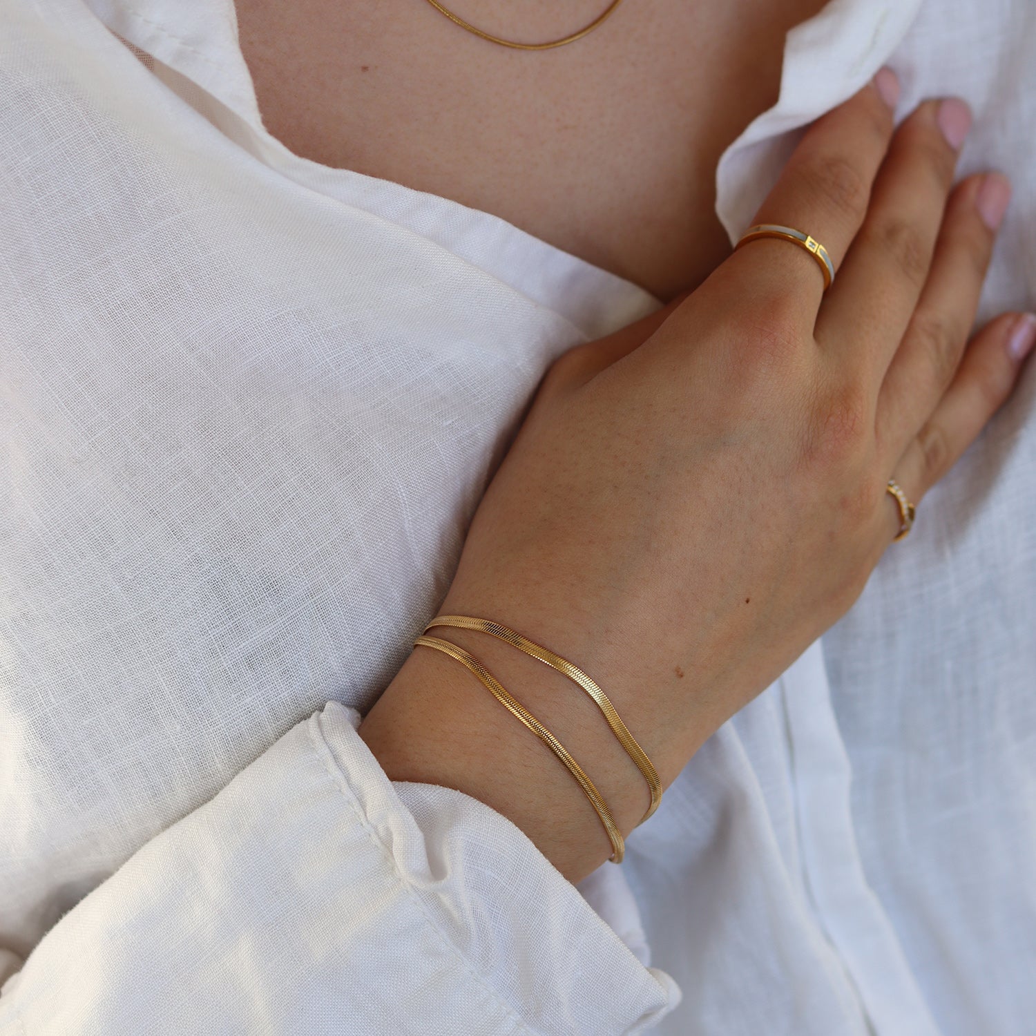 Demetria - Gouden armband met twee kettingen voor dames