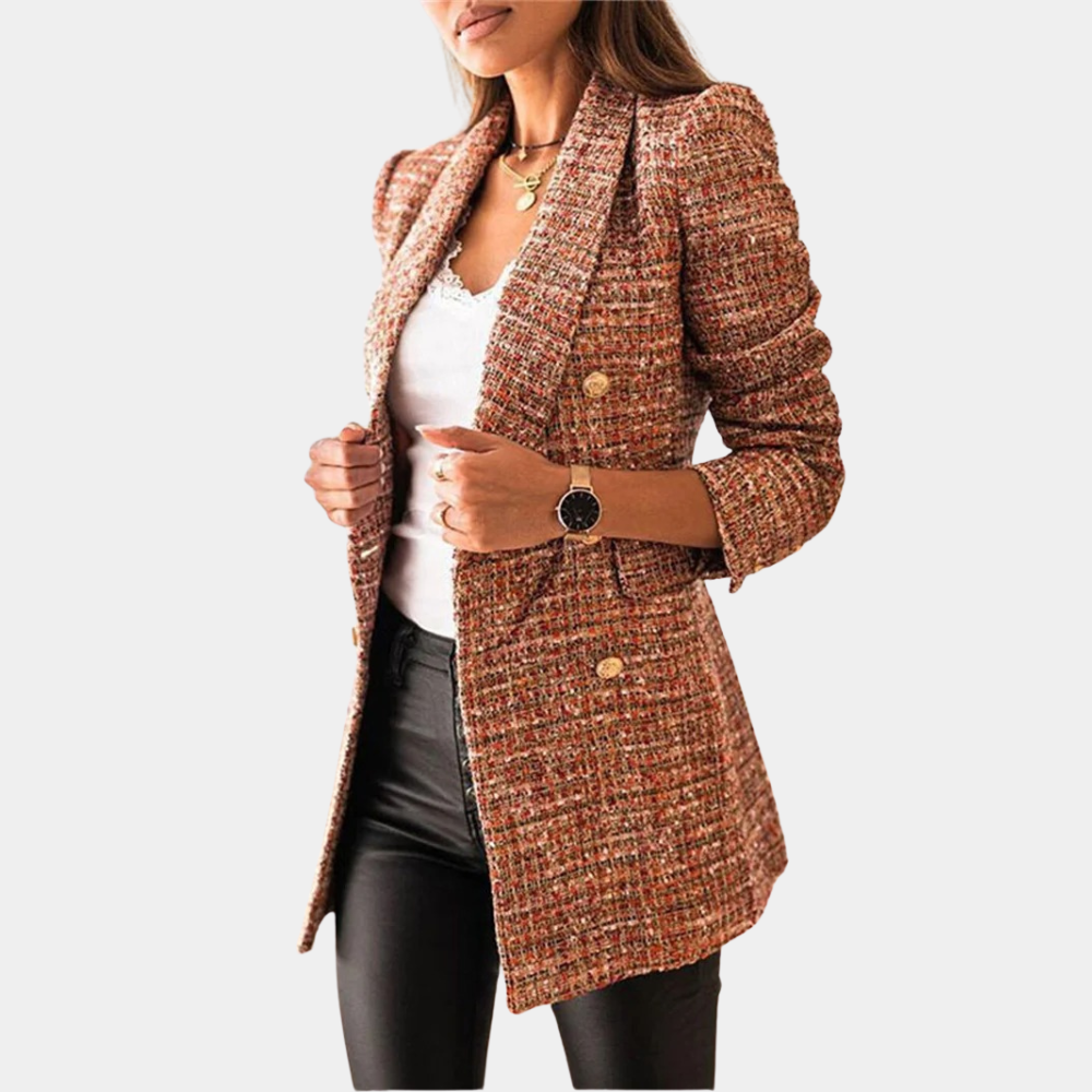 Raimonda - Elegante Tweed Blazer met dubbele rij knopen voor dames