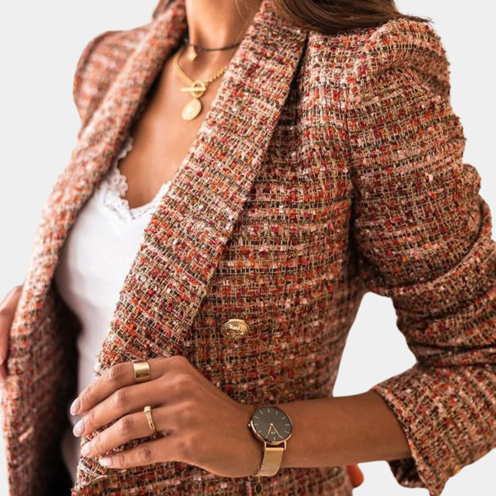 Raimonda - Elegante Tweed Blazer met dubbele rij knopen voor dames