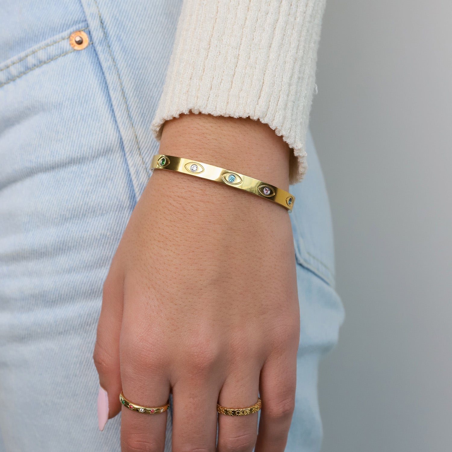 Nelia - Gouden Eyebright Bangle voor dames