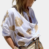 Yekaterina - Geborduurde Boho Chic Katoenen Blouse voor dames