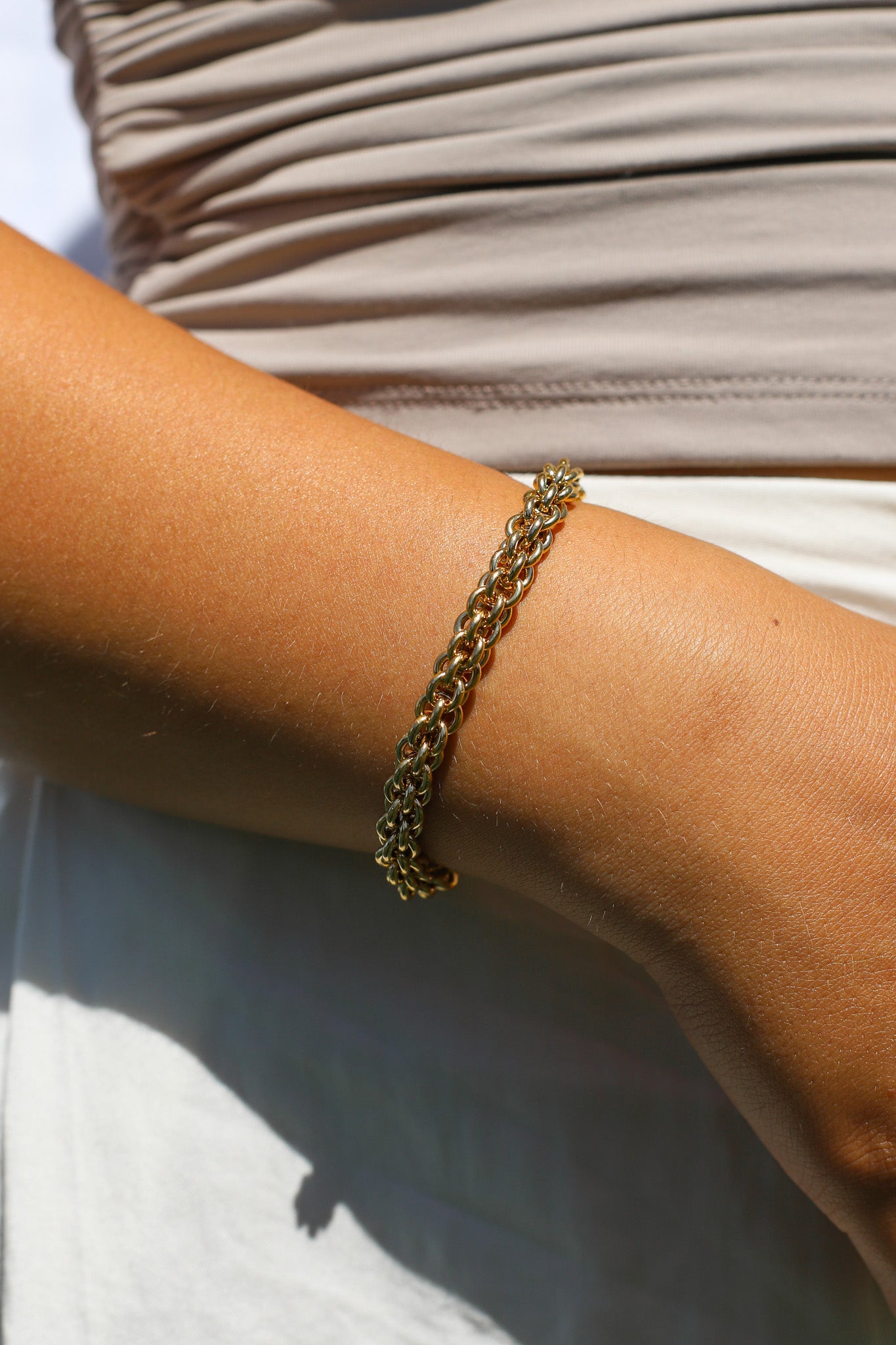 Yelka - Gouden armband met dubbele schakels voor dames