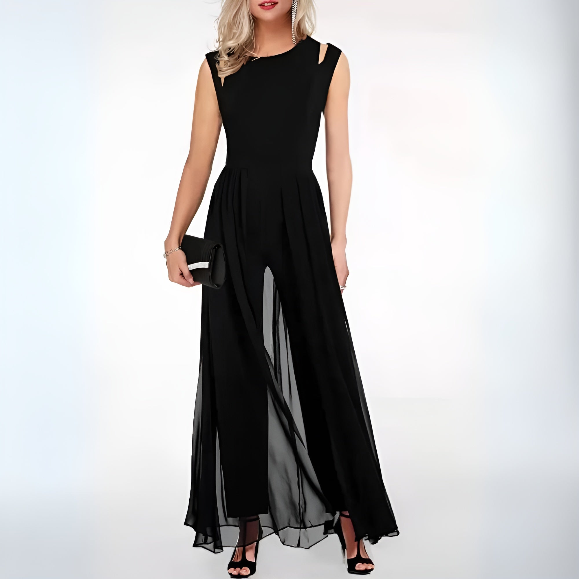 Bernarda - Elegante chiffon jumpsuit met brede benen voor dames