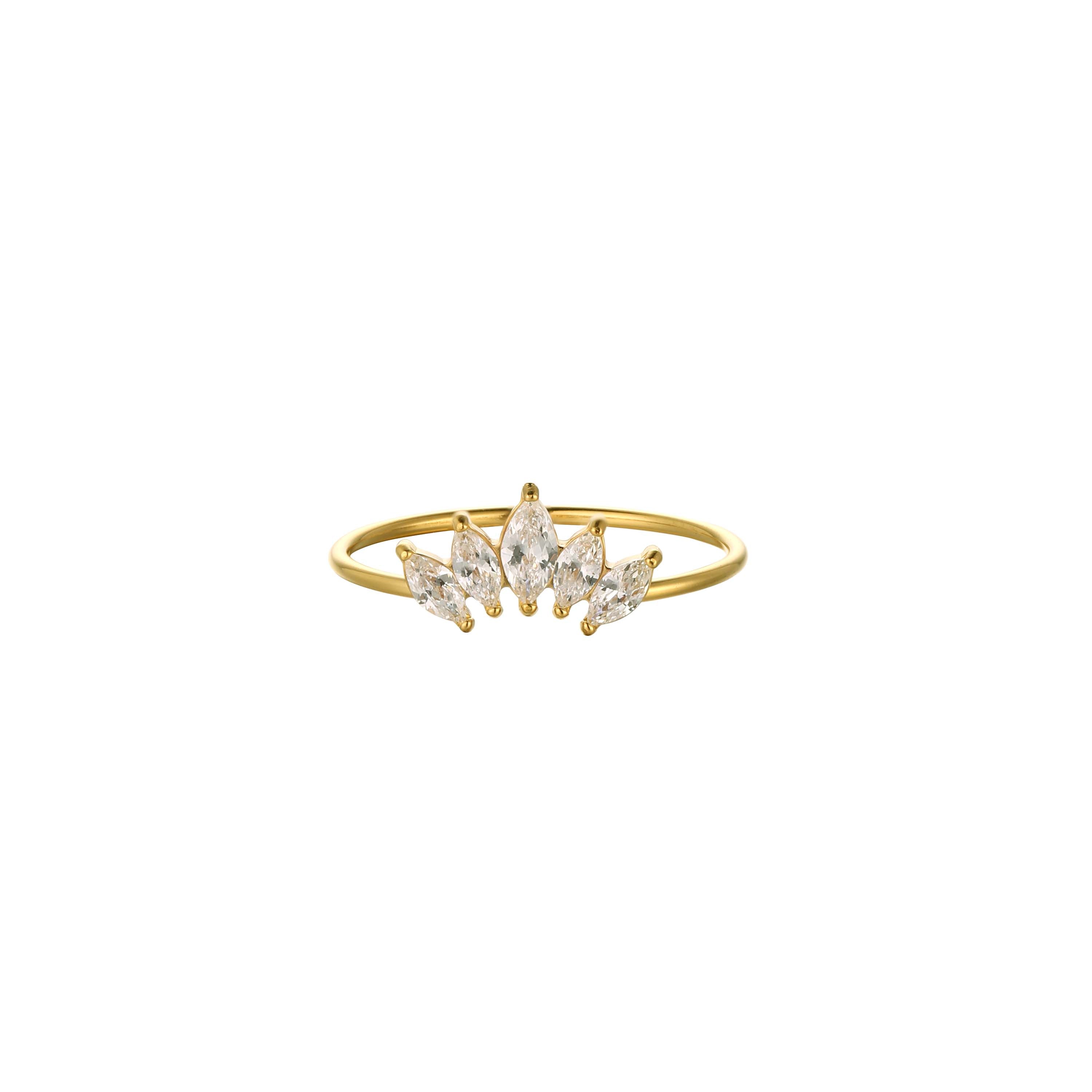 Lili - Gouden Marquise Crystal Kroon Ring voor dames