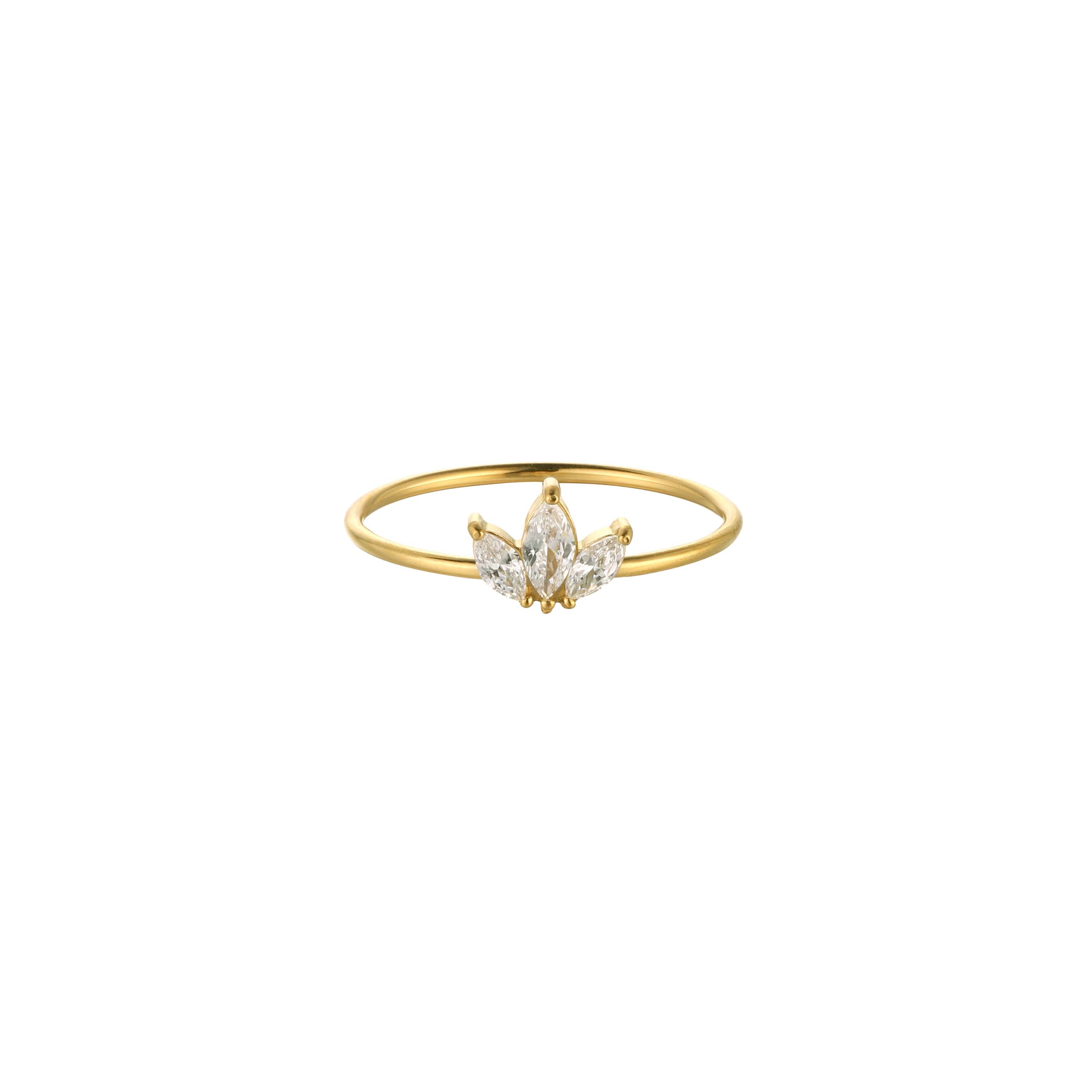 Gretchen - Gouden Marquise Crystal Crown Ring voor dames