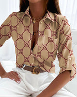 Bellina - Button-Down Blouse met Gedurfd Print voor Dames