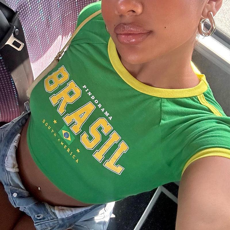 Cara - Brazilië Bedrukte Crop Top voor dames