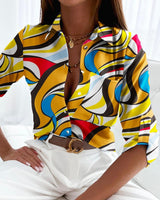 Bellina - Button-Down Blouse met Gedurfd Print voor Dames