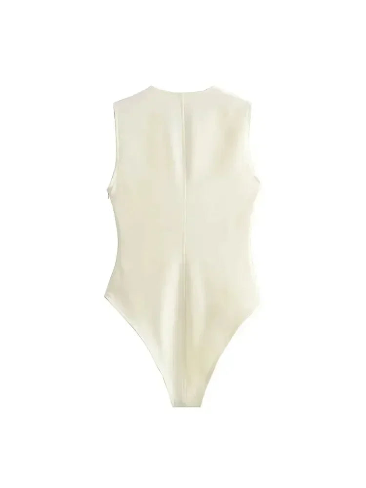 Fiore - Slanke Mouwloze Ritssluiting Bodysuit voor dames