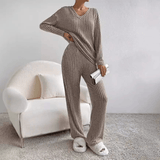 Evangeline - 2-Delig Ribbel Lounge Set voor Stijlvol Comfort Thuis en Daarbuiten