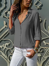 Flor - V-hals Knopenblouse voor Dames