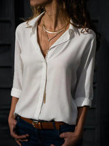 Flor - V-hals Knopenblouse voor Dames